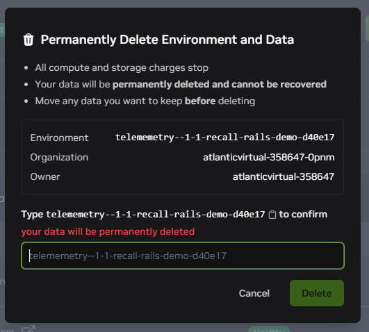 Delete the environment when done